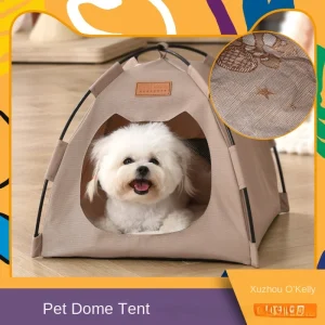 SummerBreeze Foldable Pet House - Waterproof Outdoor Shelter with Cooling Mat & Anti-Mosquito Net, Durable for Cats/Dogs